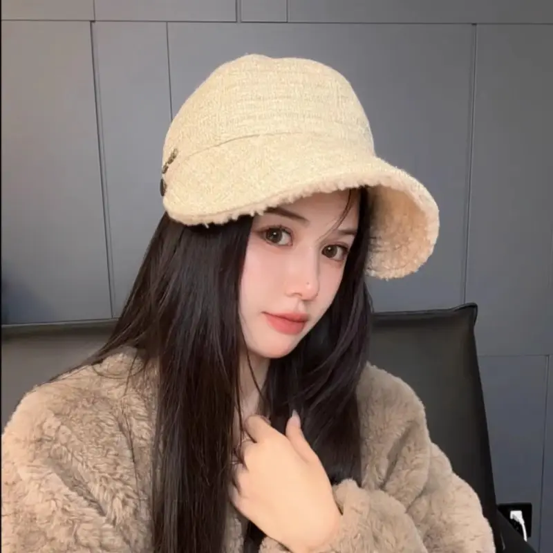 Women's Xiang Style Beige Fisherman Hat for Autumn Winter — feature 16