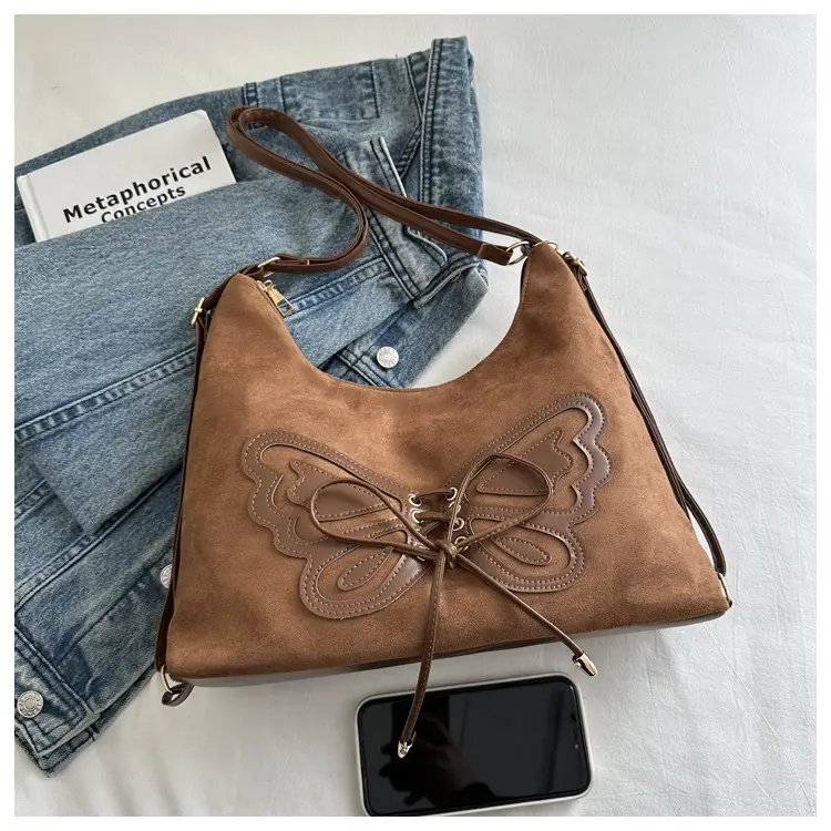 Deerskin Butterfly Bag Black Large Capacity 2024 Winter — feature 11