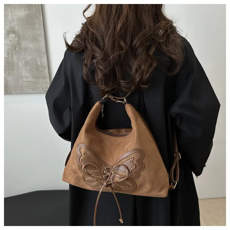 Deerskin Butterfly Bag Black Large Capacity 2024 Winter — feature 14