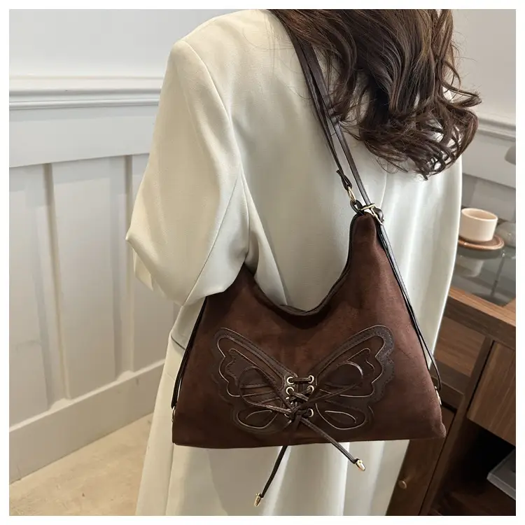 Deerskin Butterfly Bag Black Large Capacity 2024 Winter — feature 15
