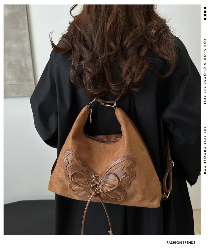 Deerskin Butterfly Bag Black Large Capacity 2024 Winter — feature 2