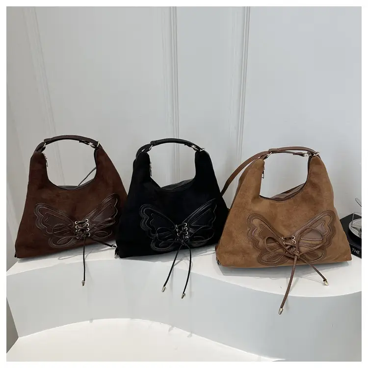 Deerskin Butterfly Bag Black Large Capacity 2024 Winter — feature 25