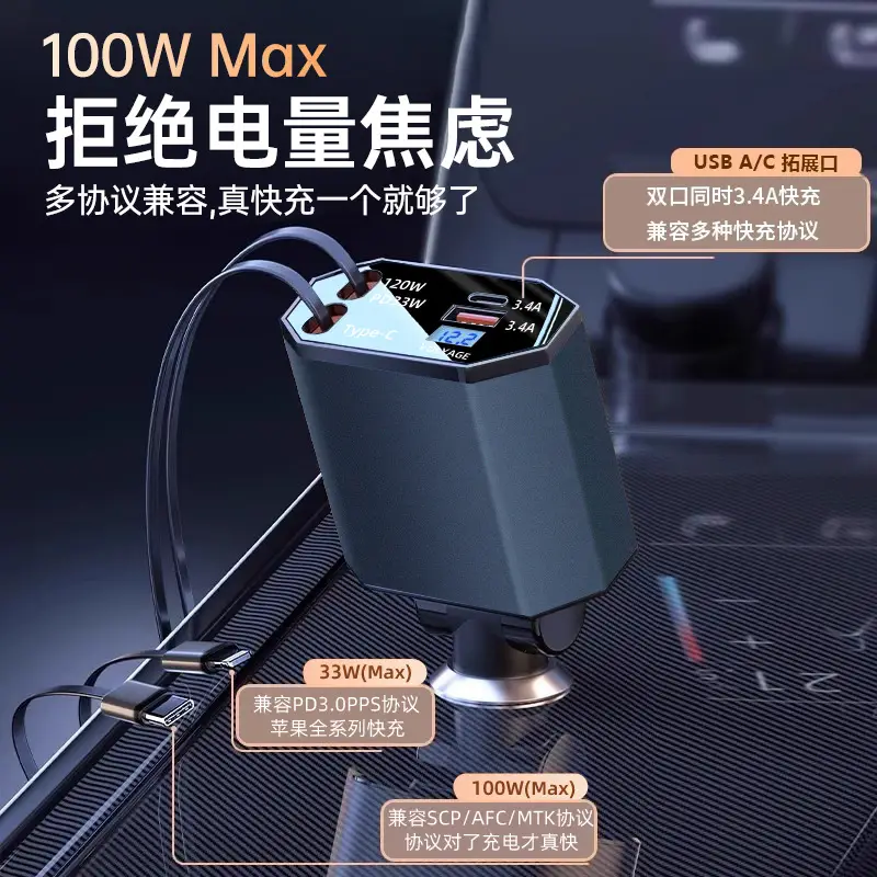 120W Super Fast Car Charger for Apple Huawei Xiaomi Mobile - Image 6