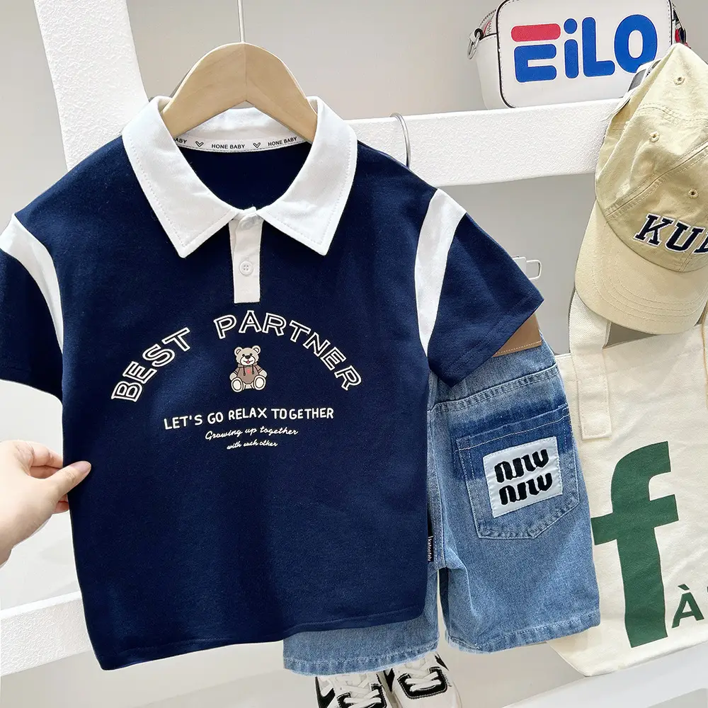Boys Polo Shirt White Blue Cartoon 2025 Summer - Image 6