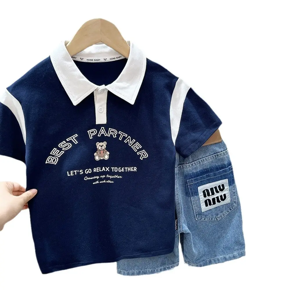 Boys Polo Shirt White Blue Cartoon 2025 Summer - Image 8
