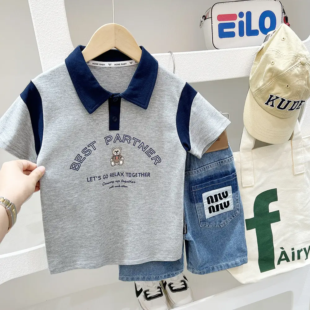 Boys Polo Shirt White Blue Cartoon 2025 Summer — feature 4