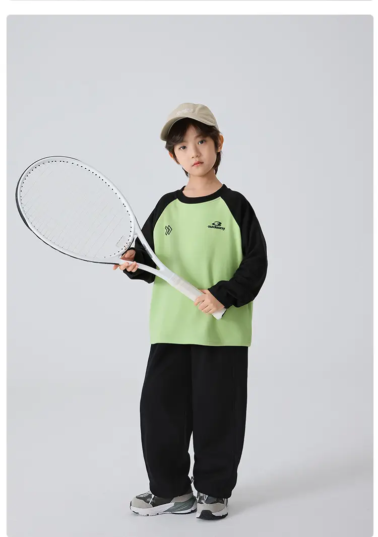 Haima's Boys' Green Raglan Sleeve Thermal Winter Top — feature 14