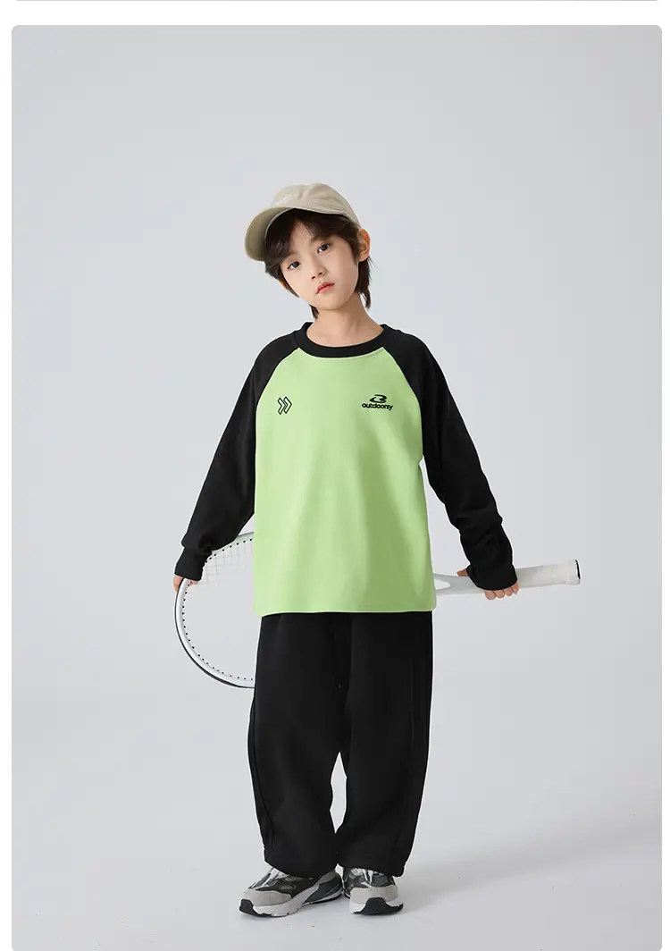 Haima's Boys' Green Raglan Sleeve Thermal Winter Top — feature 16