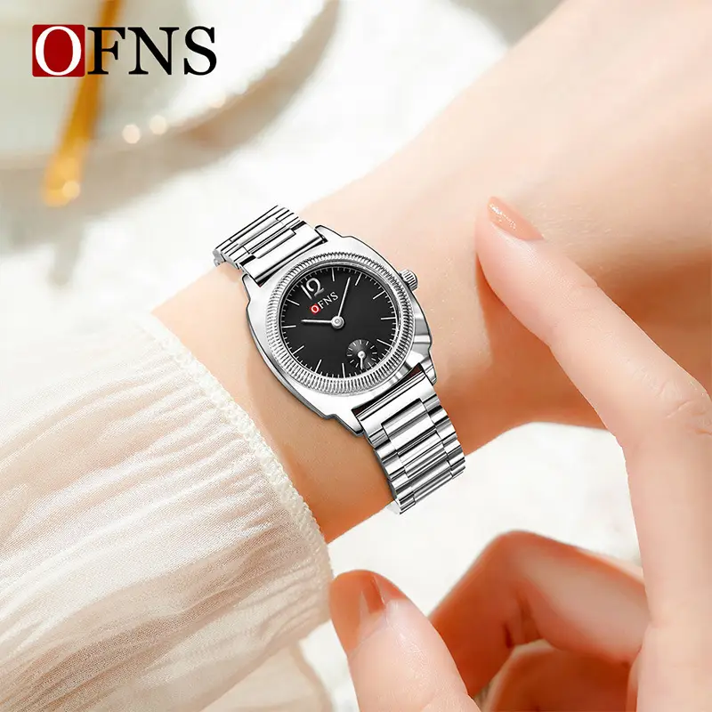Oufani Women's Brown Leather Quartz Watch with Gold Dial - Image 16