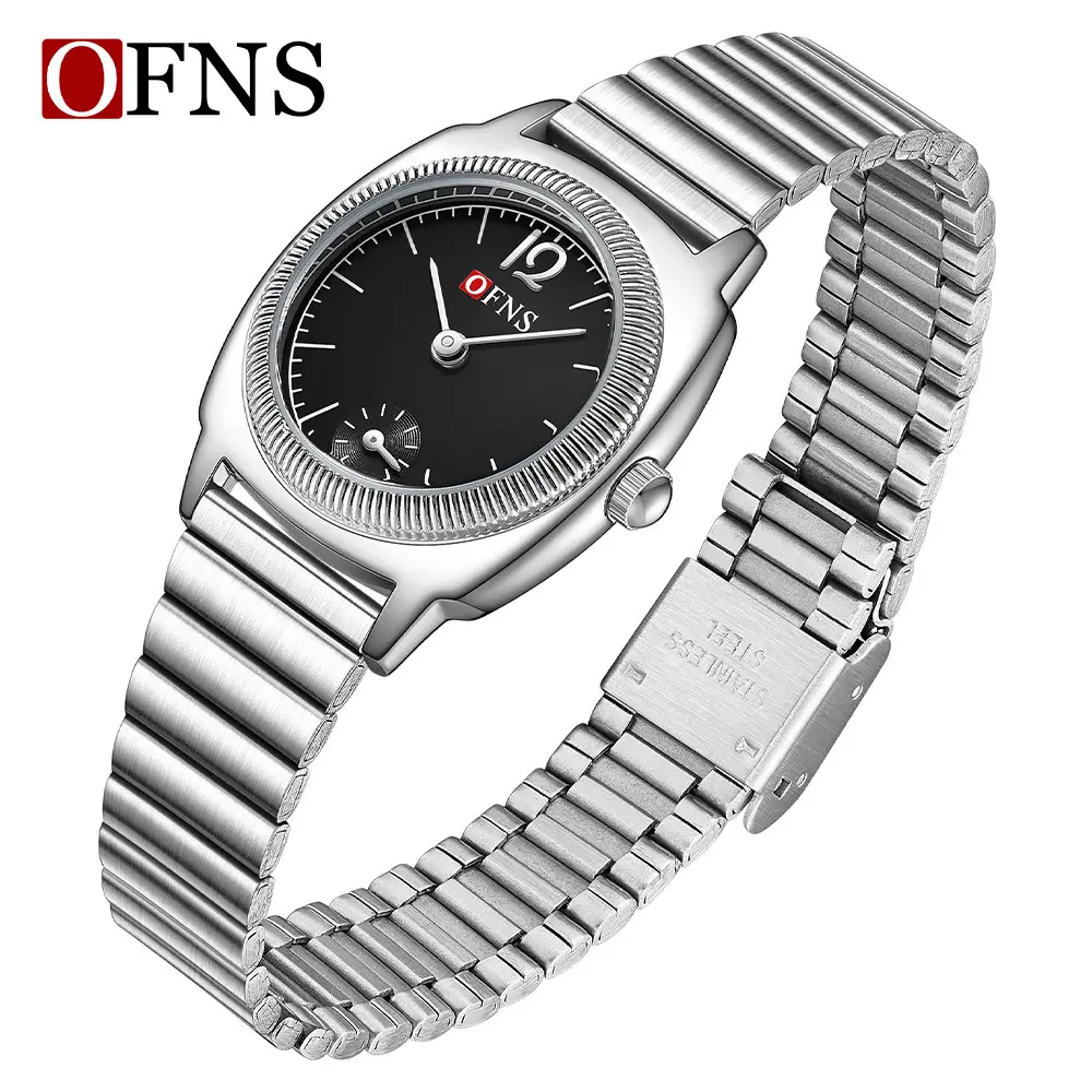 Oufani Women's Brown Leather Quartz Watch with Gold Dial - Image 11