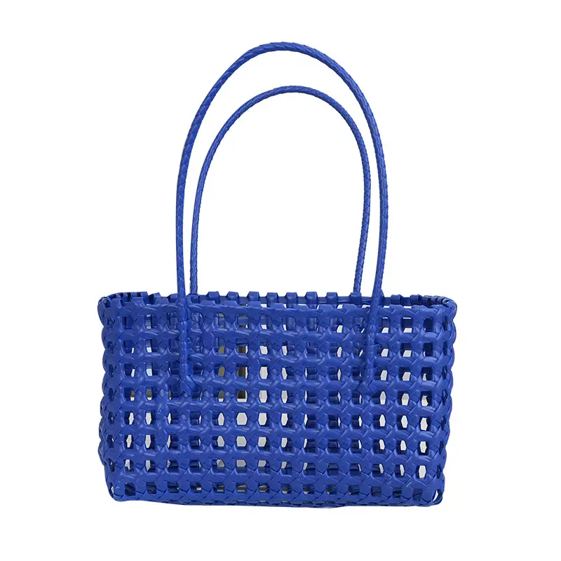 Green Handmade Hollow Plastic Beach Bag Small Food Basket