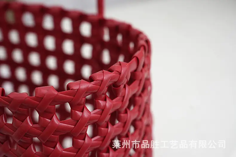 Green Handmade Hollow Plastic Beach Bag Small Food Basket — feature 20