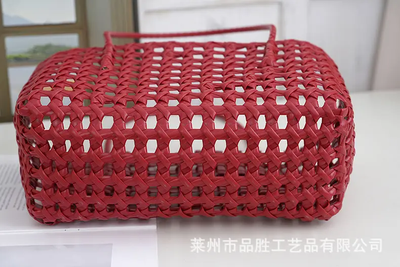 Green Handmade Hollow Plastic Beach Bag Small Food Basket — feature 21