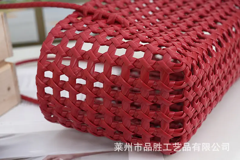 Green Handmade Hollow Plastic Beach Bag Small Food Basket — feature 23