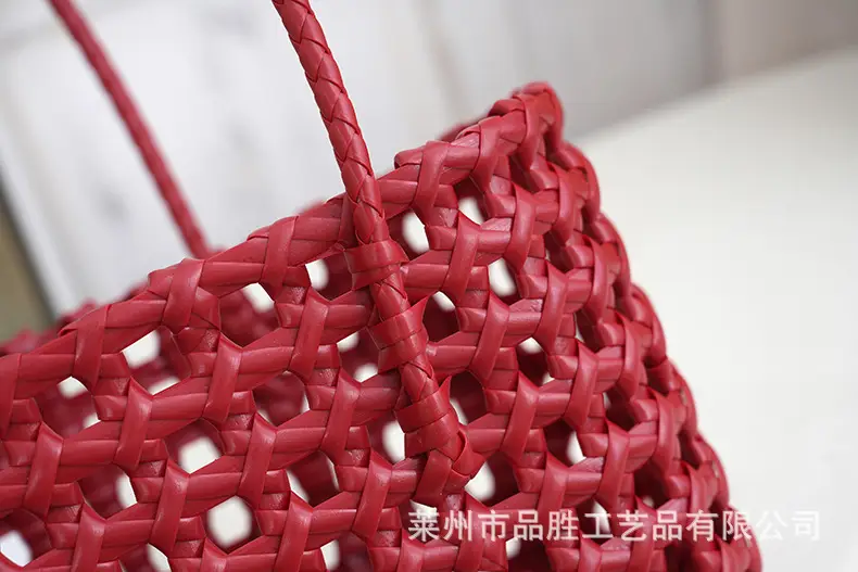 Green Handmade Hollow Plastic Beach Bag Small Food Basket — feature 24
