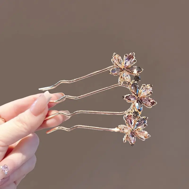Crystal Maple Leaf Hair Comb & Pin for Women