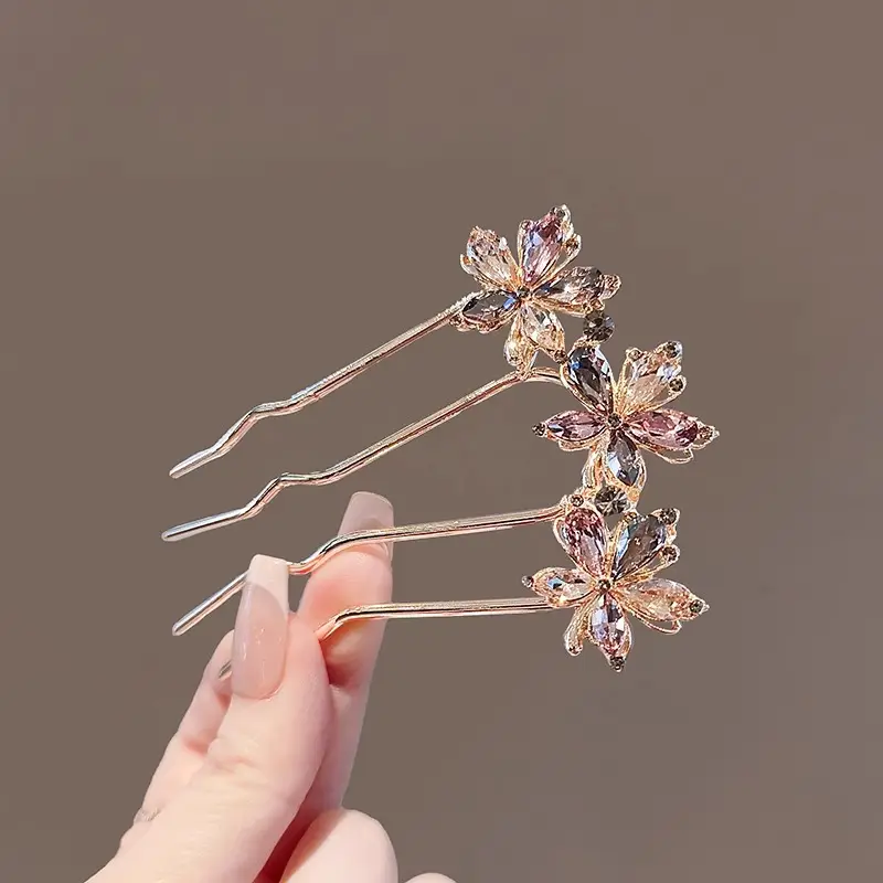 Crystal Maple Leaf Hair Comb & Pin for Women