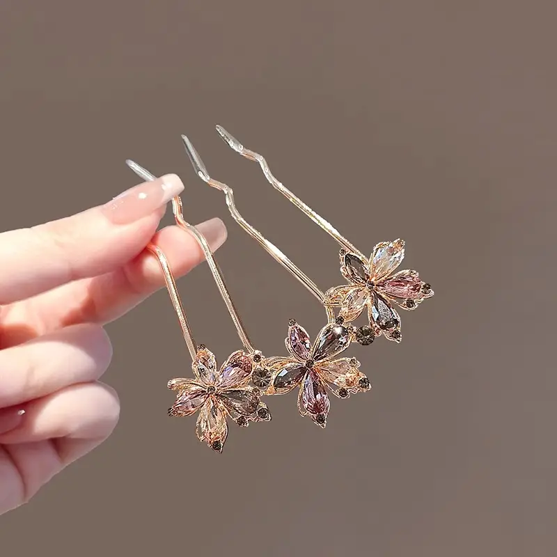Crystal Maple Leaf Hair Comb & Pin for Women