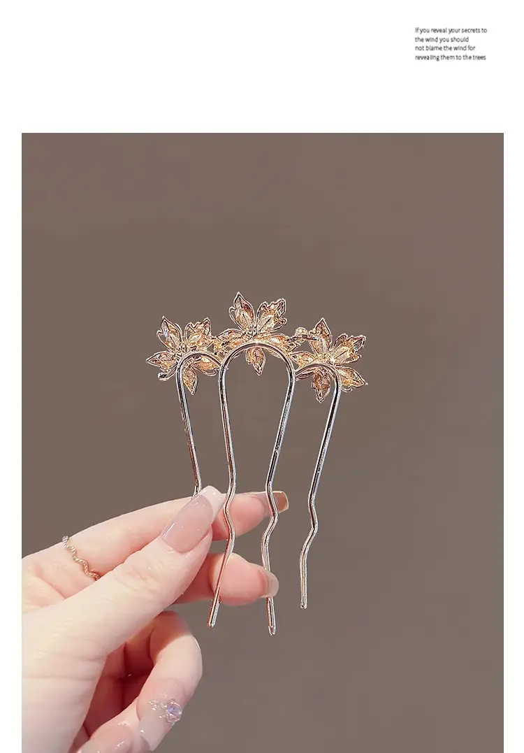 Crystal Maple Leaf Hair Comb & Pin for Women — feature 7