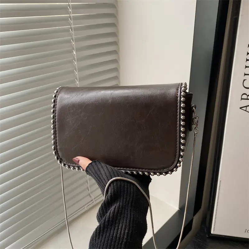 Vintage Rivet Bag Women's Black 2024 Winter - Image 7