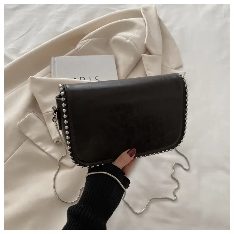 Vintage Rivet Bag Women's Black 2024 Winter - Image 2