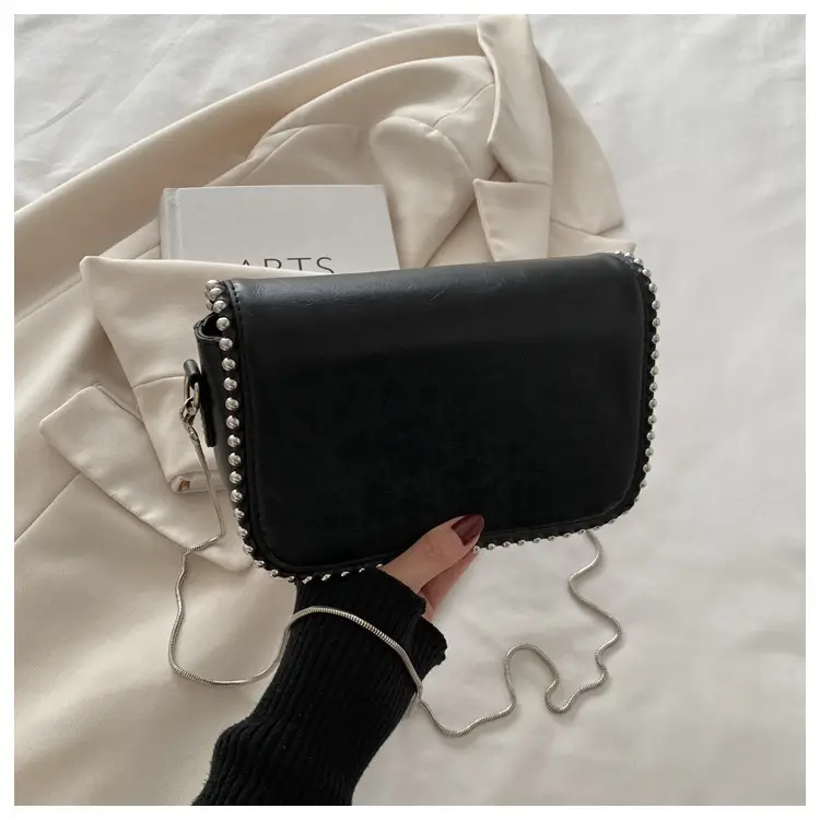 Vintage Rivet Bag Women's Black 2024 Winter - Image 3