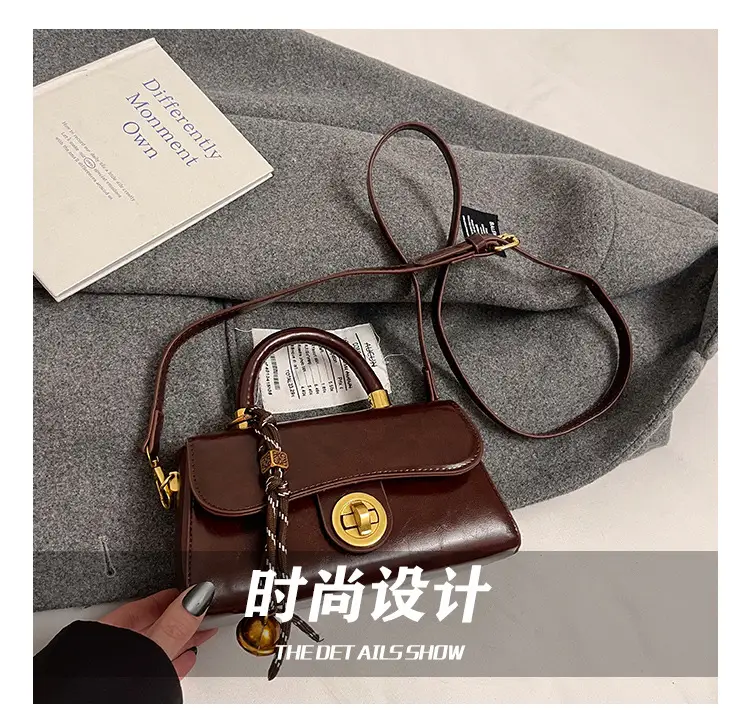 Retro Lock Brown Women's Shoulder Bag 2024 — feature 12