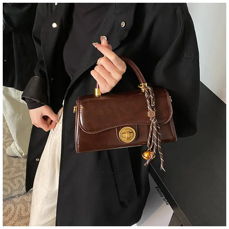 Retro Lock Brown Women's Shoulder Bag 2024 — feature 17