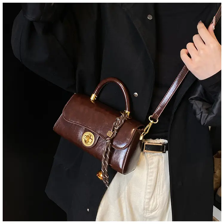 Retro Lock Brown Women's Shoulder Bag 2024 — feature 19