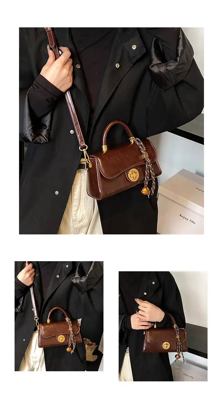 Retro Lock Brown Women's Shoulder Bag 2024 — feature 8