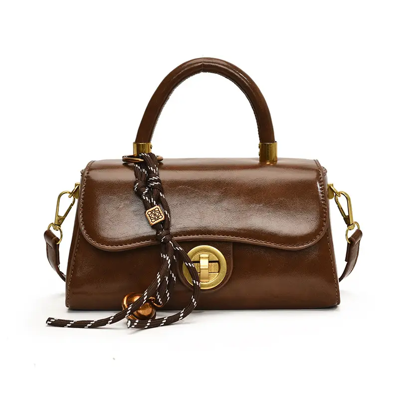 Retro Lock Brown Women's Shoulder Bag 2024 - Image 2
