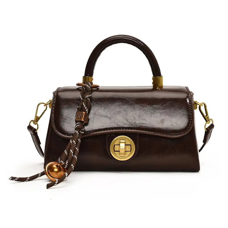 Retro Lock Brown Women's Shoulder Bag 2024 - Image 3