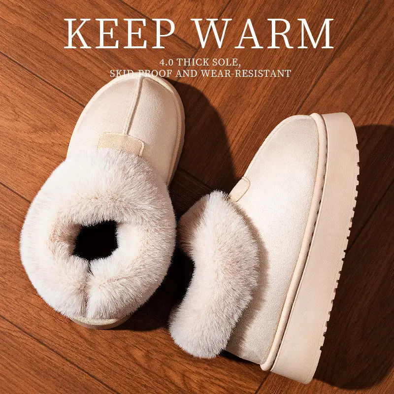 High-Top Cotton Shoes for Women 2026 Winter Warm Snow Boots Indoor Non-Slip Thick-Soled Slippers with a Stepping-On-Clouds Feel and Closed Heel - Image 12
