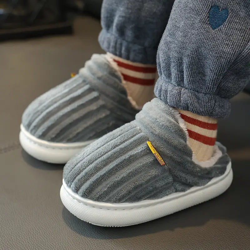 Children's Cotton Slippers for Boys and Girls Household Autumn and Winter Exterior Wear Indoor Home Non-slip Bag with Warm Baby Wool Slippers