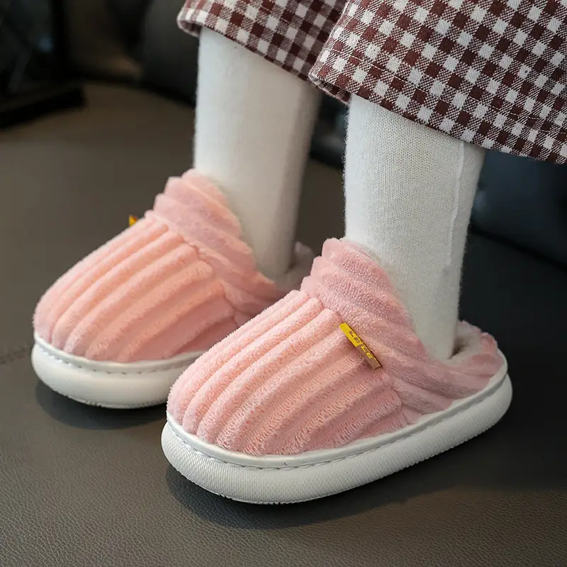 Children's Cotton Slippers for Boys and Girls Household Autumn and Winter Exterior Wear Indoor Home Non-slip Bag with Warm Baby Wool Slippers