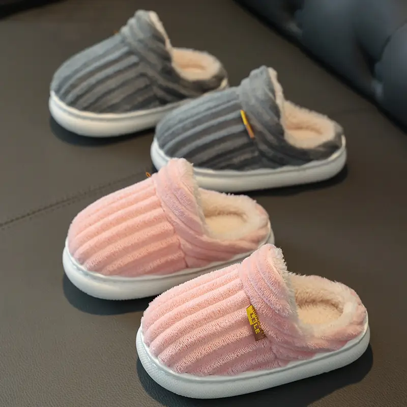 Children's Cotton Slippers for Boys and Girls Household Autumn and Winter Exterior Wear Indoor Home Non-slip Bag with Warm Baby Wool Slippers
