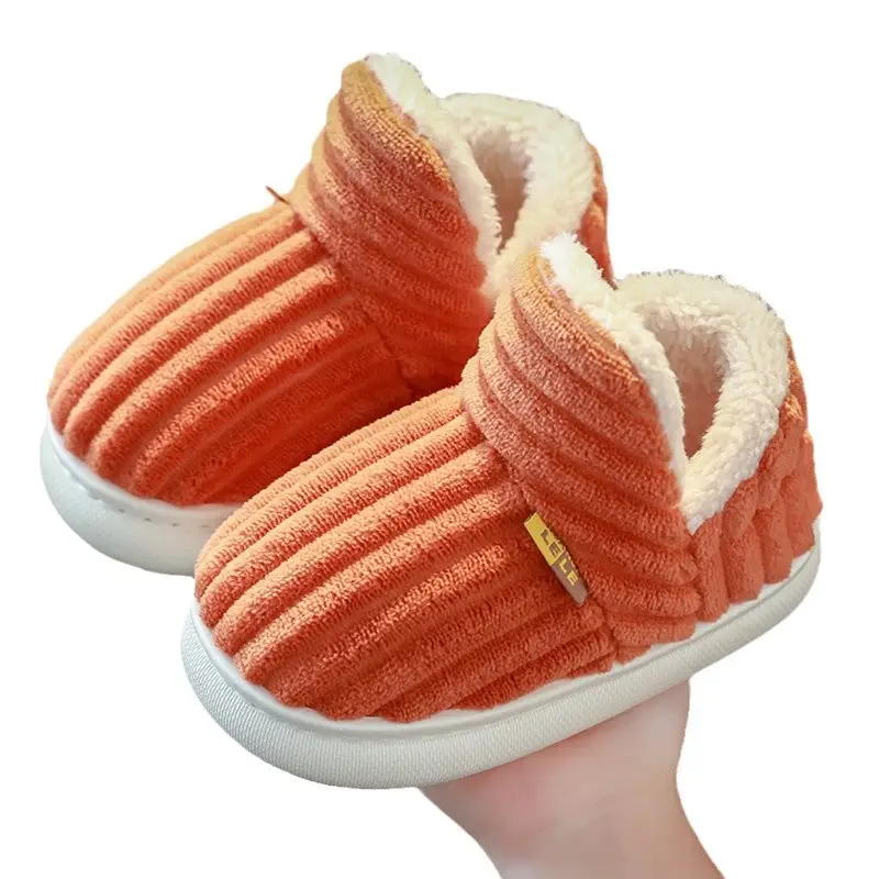 Children's Cotton Slippers for Boys and Girls Household Autumn and Winter Exterior Wear Indoor Home Non-slip Bag with Warm Baby Wool Slippers
