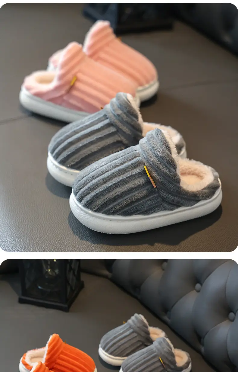 Children's Cotton Slippers for Boys and Girls Household Autumn and Winter Exterior Wear Indoor Home Non-slip Bag with Warm Baby Wool Slippers — feature 13