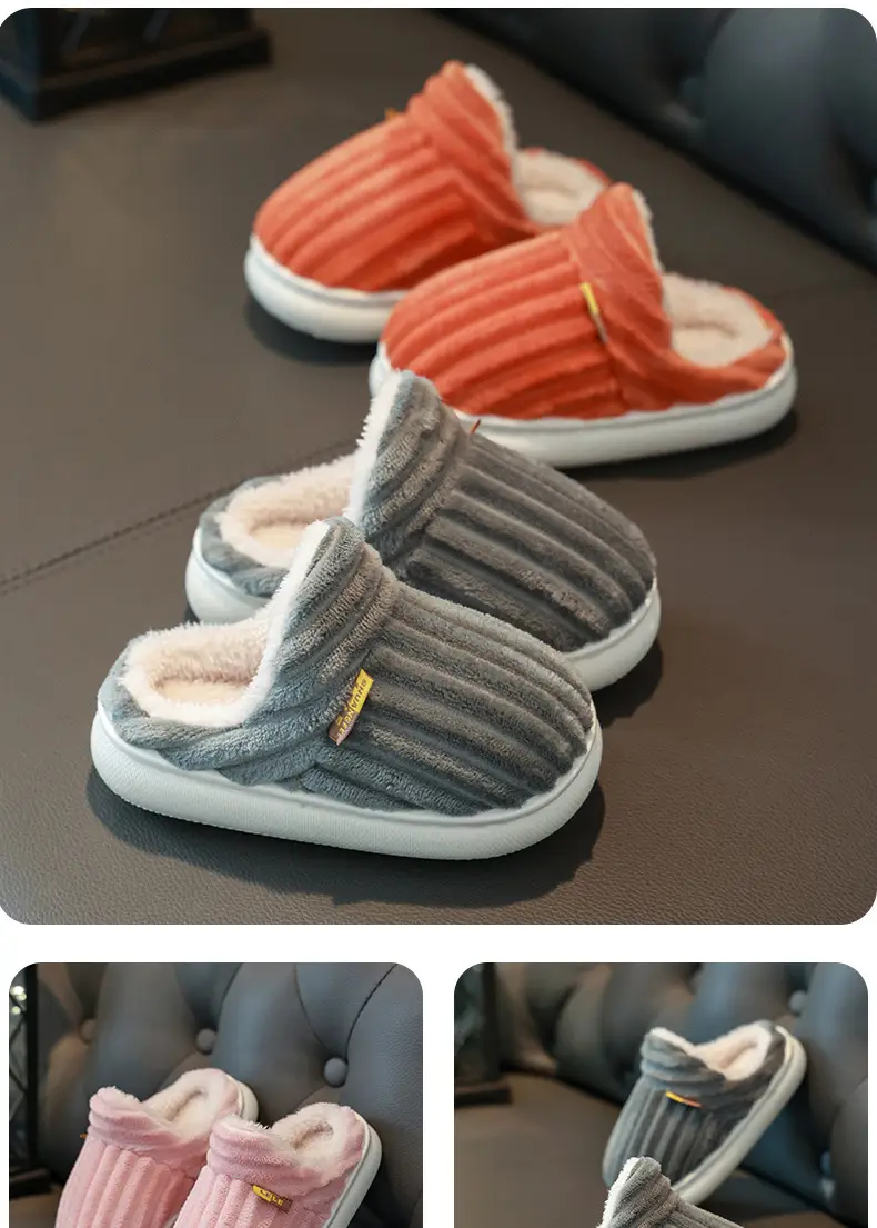 Children's Cotton Slippers for Boys and Girls Household Autumn and Winter Exterior Wear Indoor Home Non-slip Bag with Warm Baby Wool Slippers — feature 15