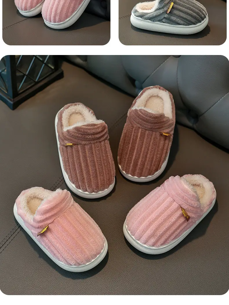 Children's Cotton Slippers for Boys and Girls Household Autumn and Winter Exterior Wear Indoor Home Non-slip Bag with Warm Baby Wool Slippers — feature 16