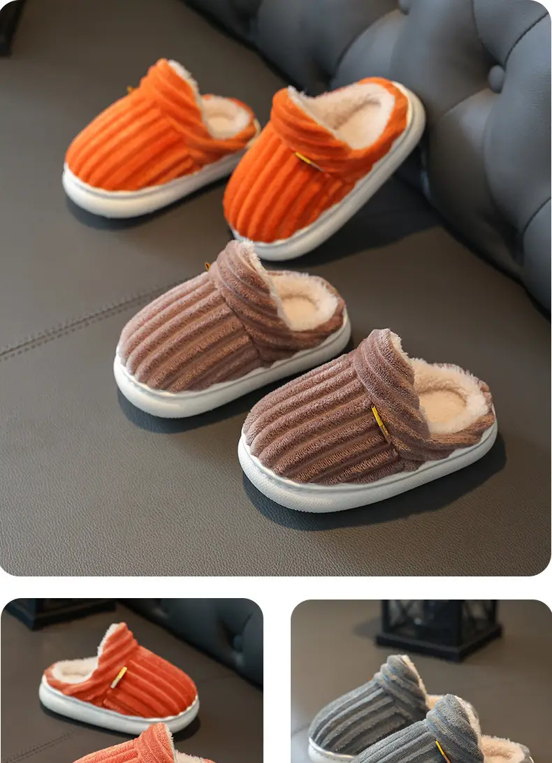 Children's Cotton Slippers for Boys and Girls Household Autumn and Winter Exterior Wear Indoor Home Non-slip Bag with Warm Baby Wool Slippers — feature 17