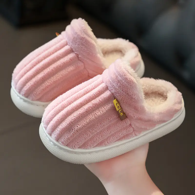 Children's Cotton Slippers for Boys and Girls Household Autumn and Winter Exterior Wear Indoor Home Non-slip Bag with Warm Baby Wool Slippers
