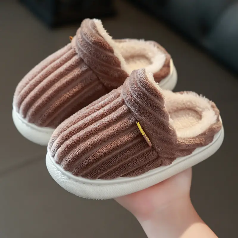 Children's Cotton Slippers for Boys and Girls Household Autumn and Winter Exterior Wear Indoor Home Non-slip Bag with Warm Baby Wool Slippers