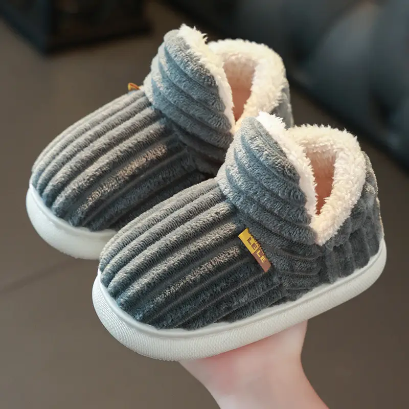 Children's Cotton Slippers for Boys and Girls Household Autumn and Winter Exterior Wear Indoor Home Non-slip Bag with Warm Baby Wool Slippers