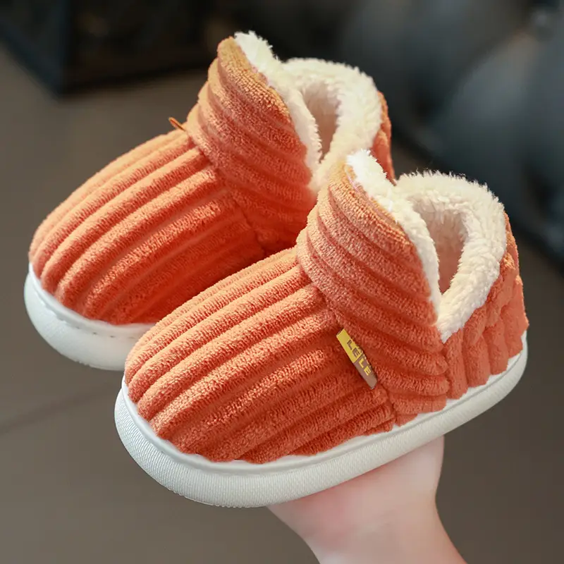 Children's Cotton Slippers for Boys and Girls Household Autumn and Winter Exterior Wear Indoor Home Non-slip Bag with Warm Baby Wool Slippers