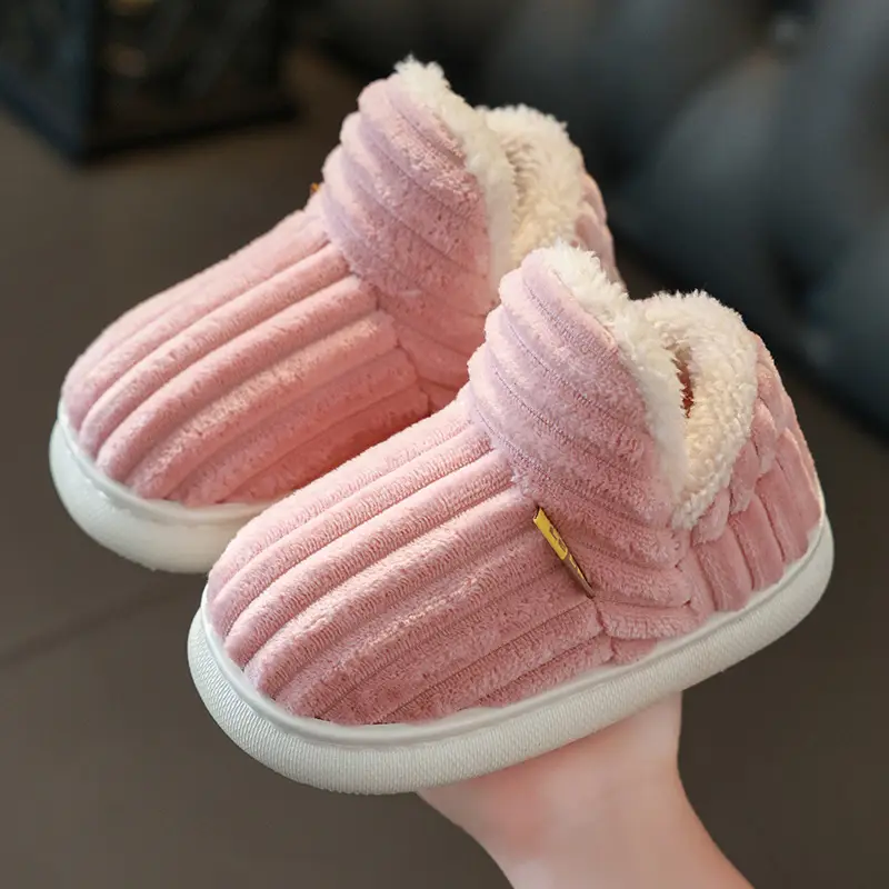 Children's Cotton Slippers for Boys and Girls Household Autumn and Winter Exterior Wear Indoor Home Non-slip Bag with Warm Baby Wool Slippers