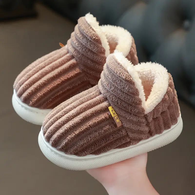 Children's Cotton Slippers for Boys and Girls Household Autumn and Winter Exterior Wear Indoor Home Non-slip Bag with Warm Baby Wool Slippers