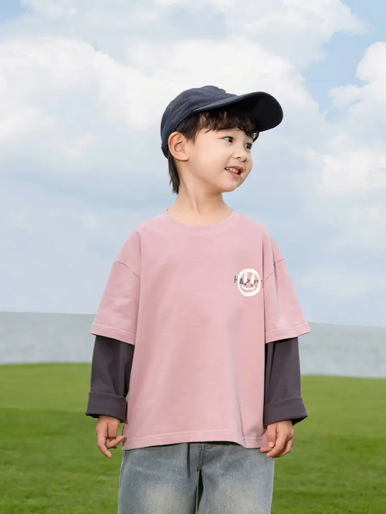 Kids Pink T-Shirt with Smiley Design for Boys - Image 4