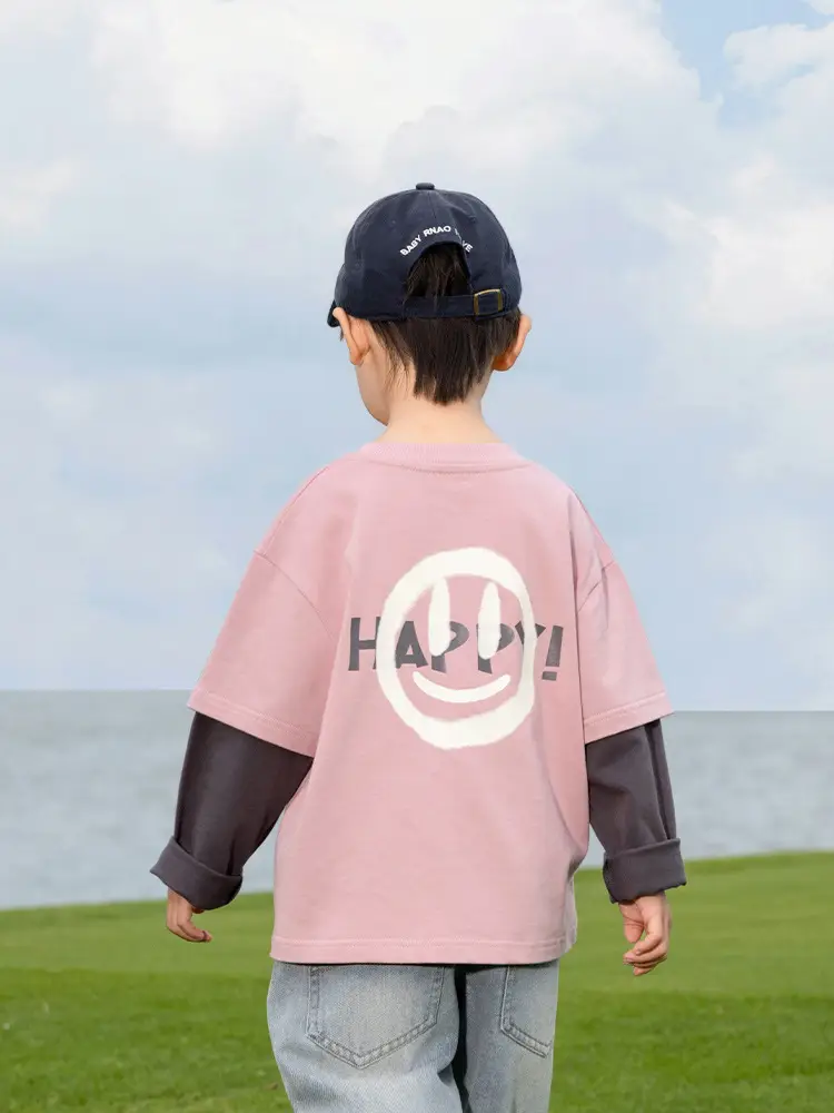 Kids Pink T-Shirt with Smiley Design for Boys - Image 5