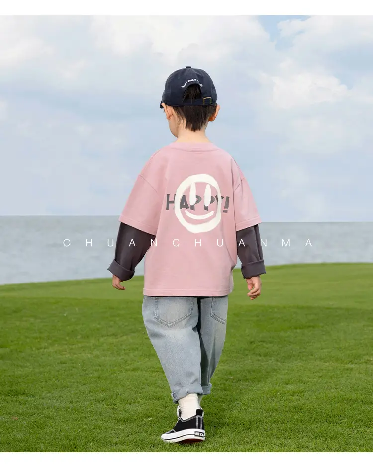 Kids Pink T-Shirt with Smiley Design for Boys — feature 23